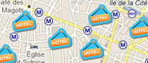 Paris hotels on a map